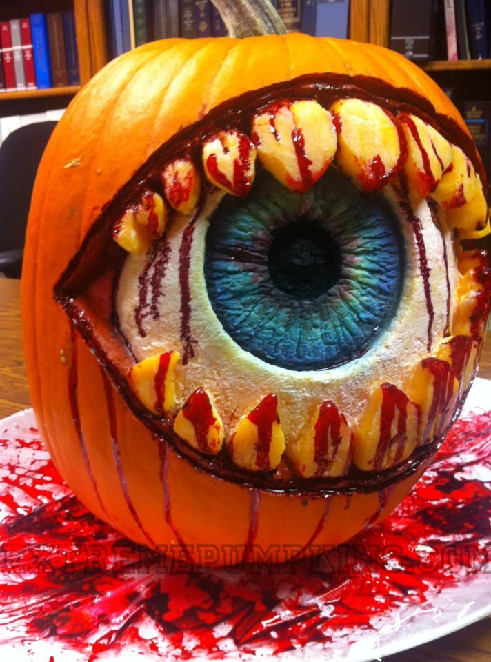 Bloody Eyeball Pumpkin With Teeth