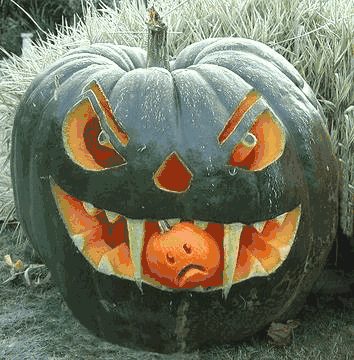 One Pumpkin Eating Another Pumpkin