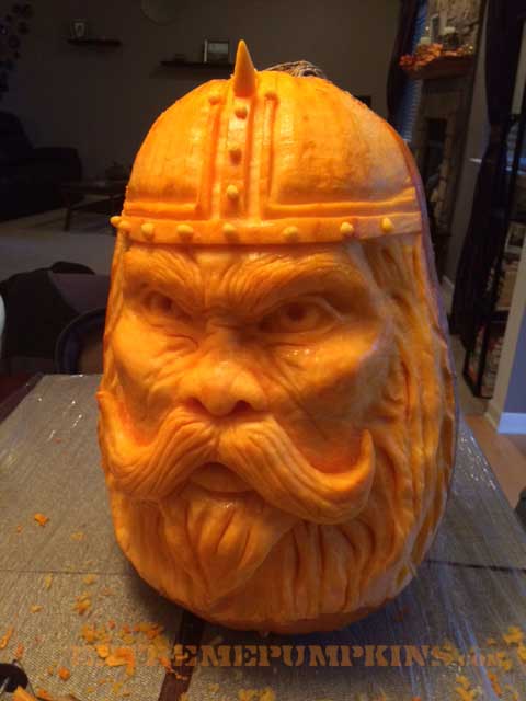 A Viking Pumpkin Sculpture