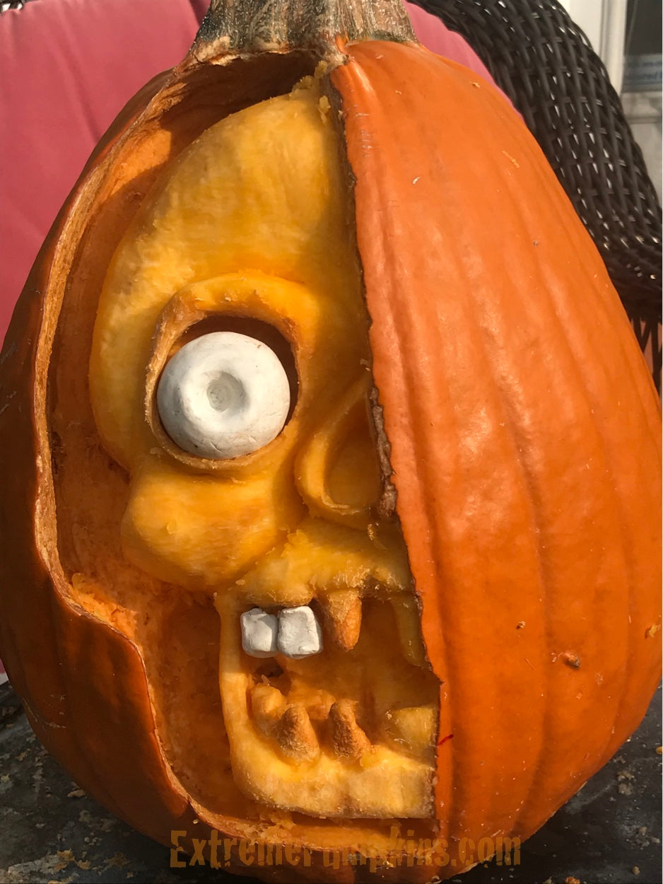 Half Skull Eyeball Pumpkin
