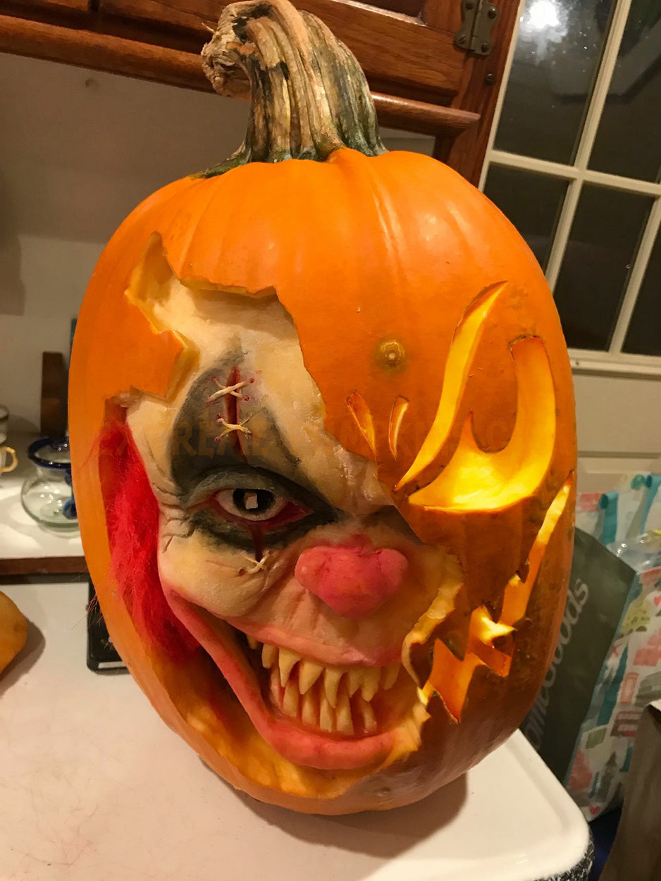 The Creepiest Clown Pumpkin