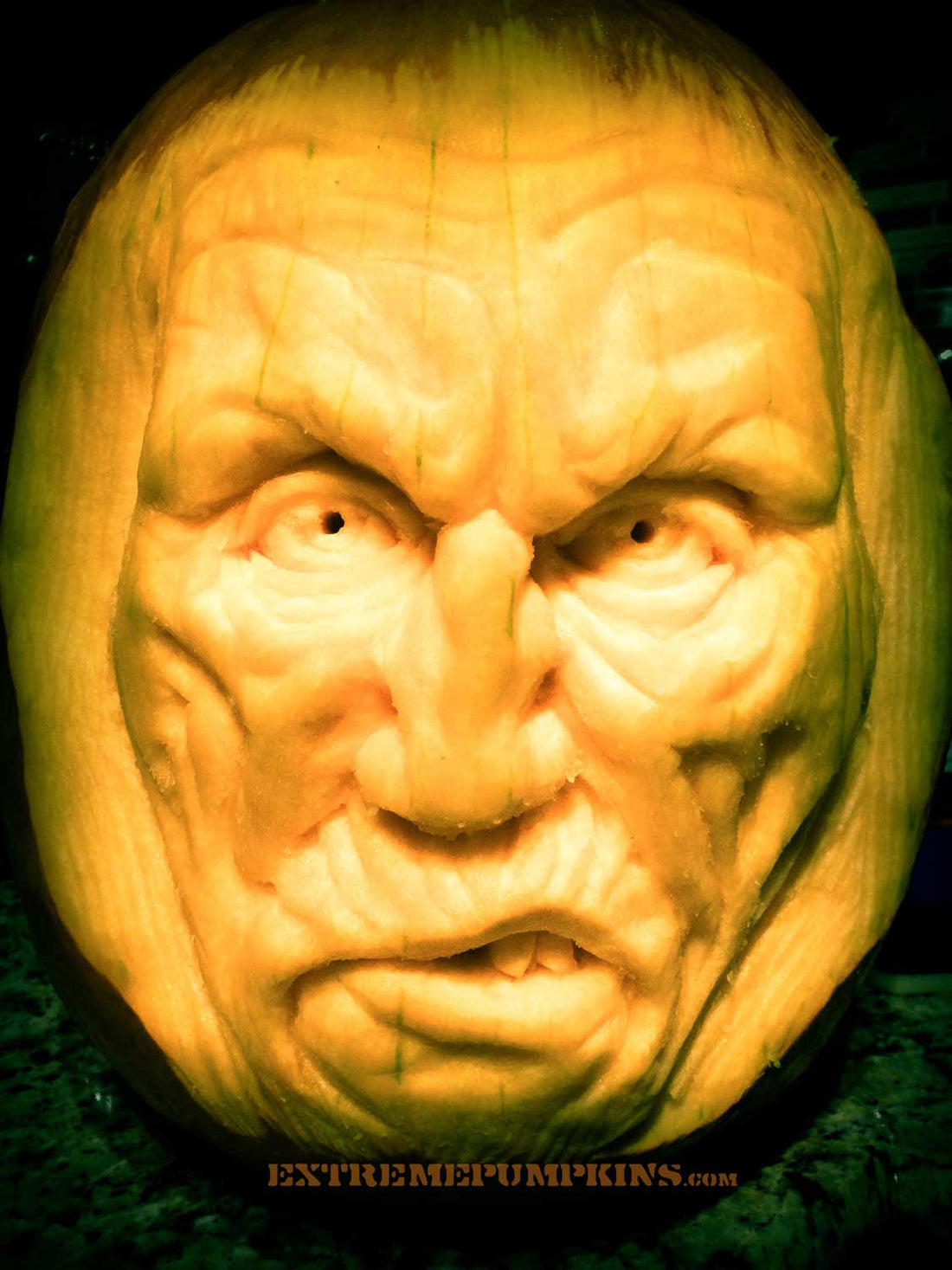 The Angry Guy Pumpkin Sculpture