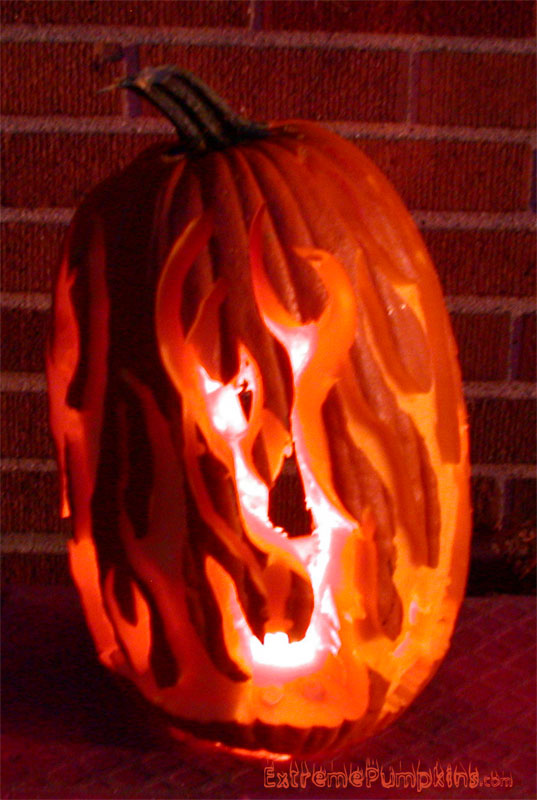 The Finished Flame Job Pumpkin
