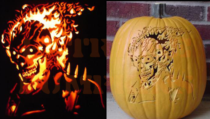 The Ghost Rider Pumpkin - Two Views