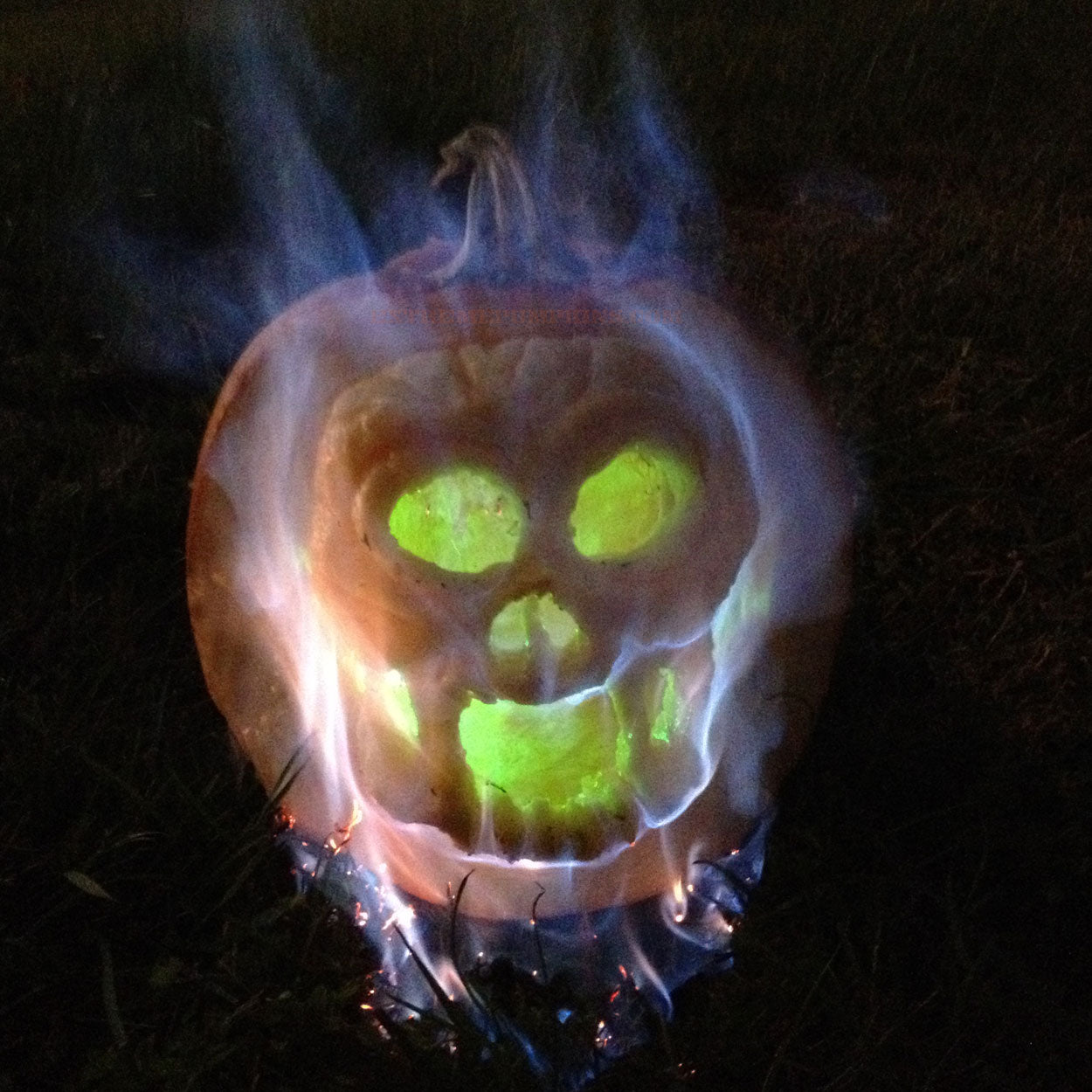 The Skull On Fire Pumpkin
